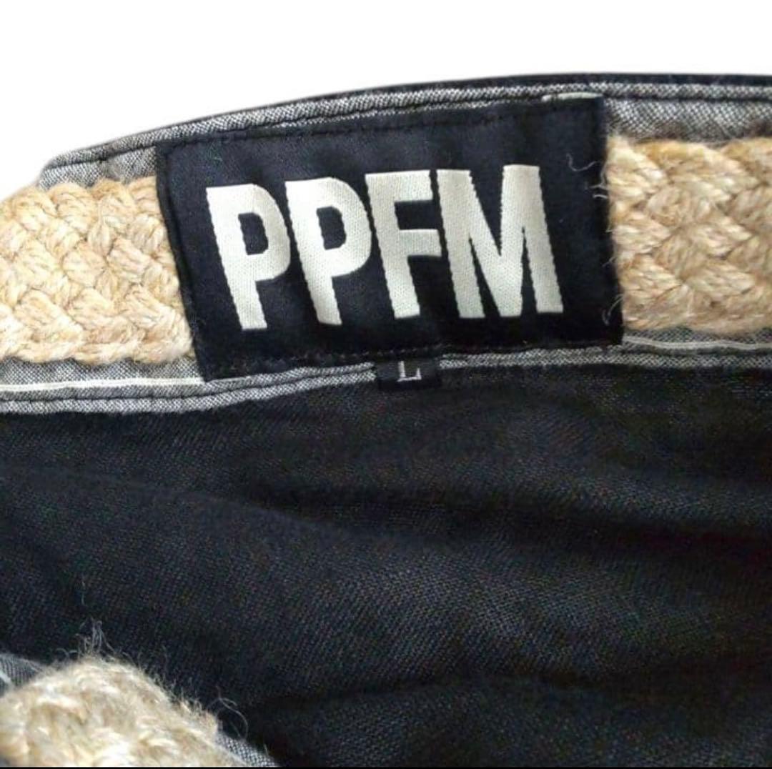 PPFM ブラック サルエルパンツ ドローストリング付き