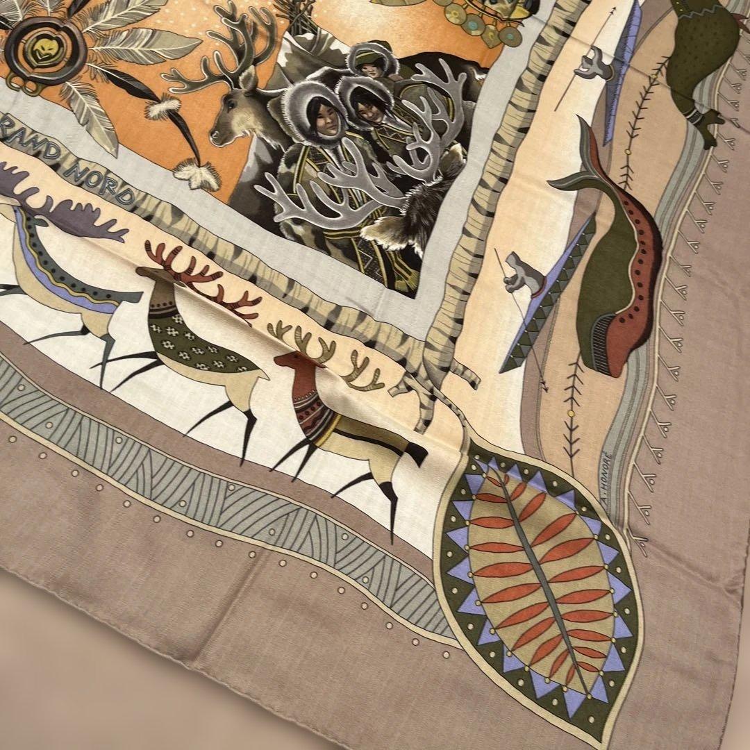 エルメス　カシシル　動物アート スカーフ 90cm
