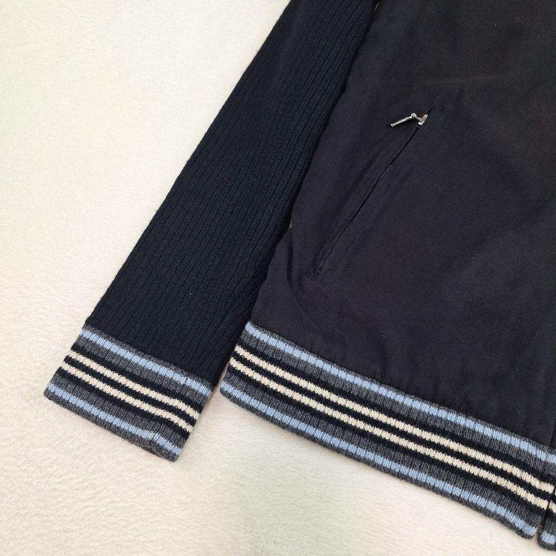 BURBERRYブラックレーベル　ジップアップブルゾン　ニット　切り替え　L
