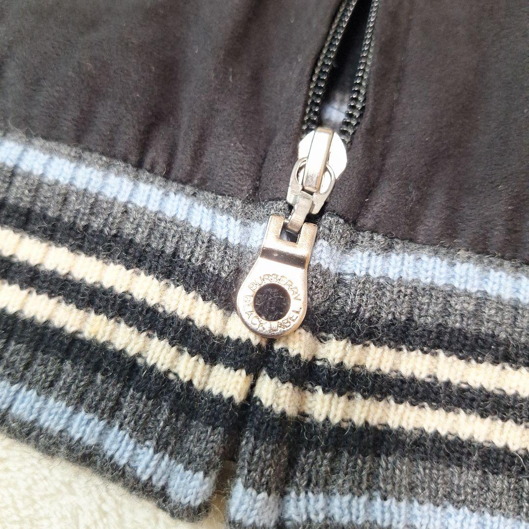BURBERRYブラックレーベル　ジップアップブルゾン　ニット　切り替え　L
