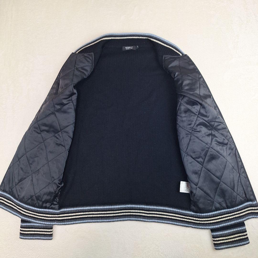 BURBERRYブラックレーベル　ジップアップブルゾン　ニット　切り替え　L