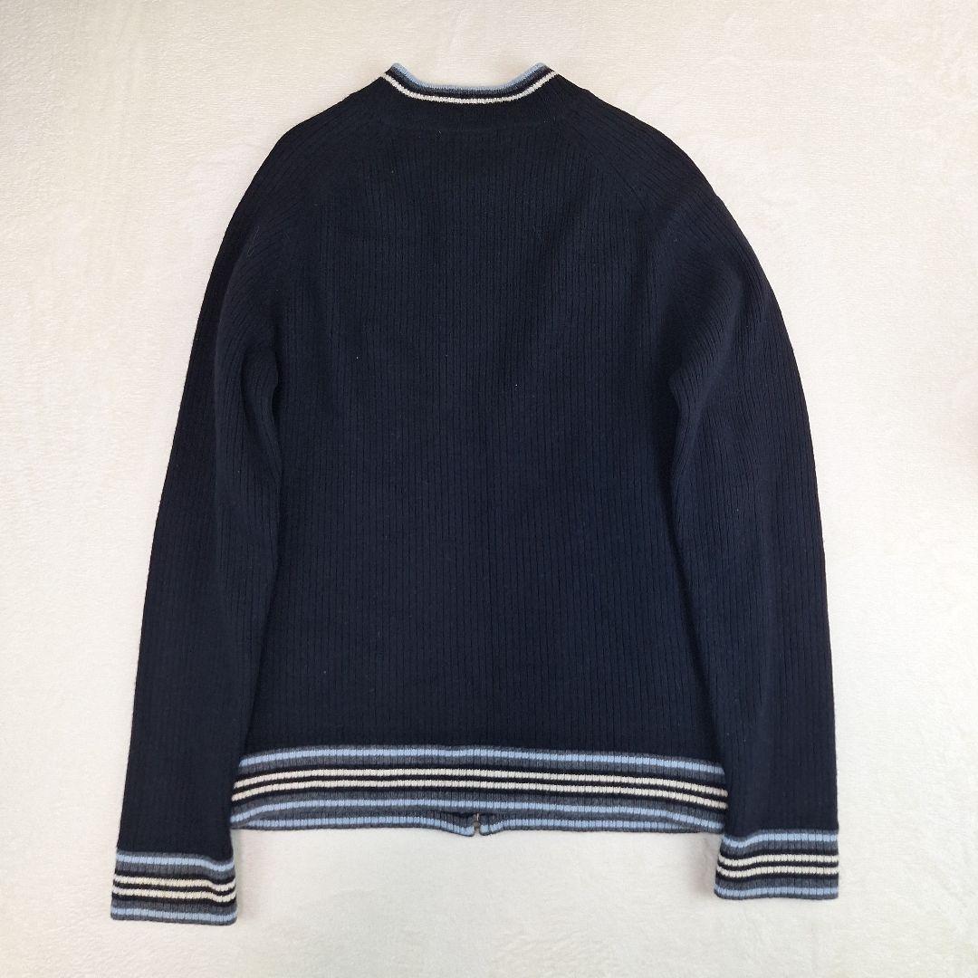 BURBERRYブラックレーベル　ジップアップブルゾン　ニット　切り替え　L