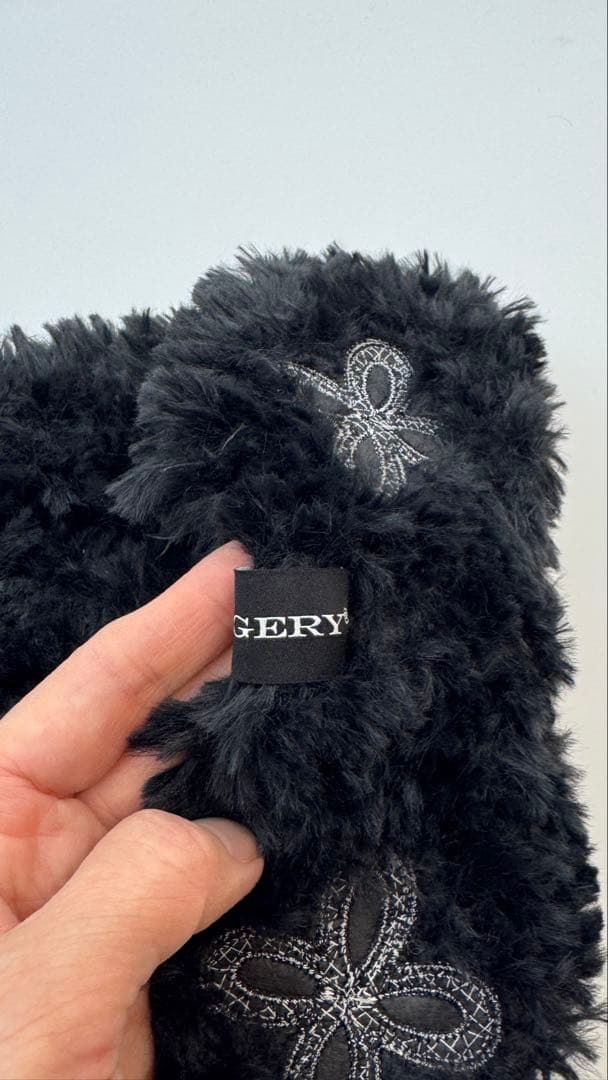 帽子 surgery leather patch fur beanie 'black'