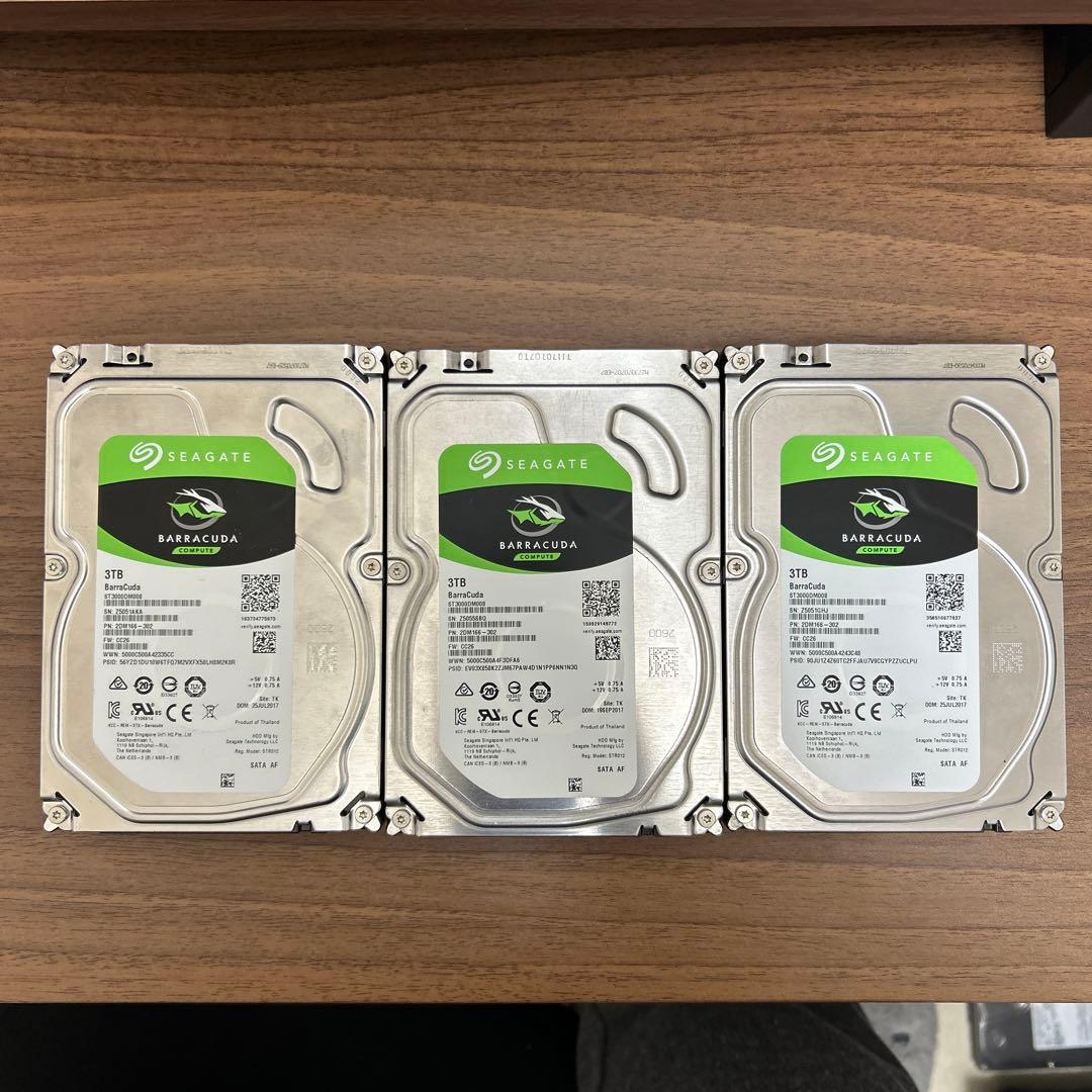 【使用極少有】Seagate 3TB HDD 3台セット 合計9TB 動作確認済