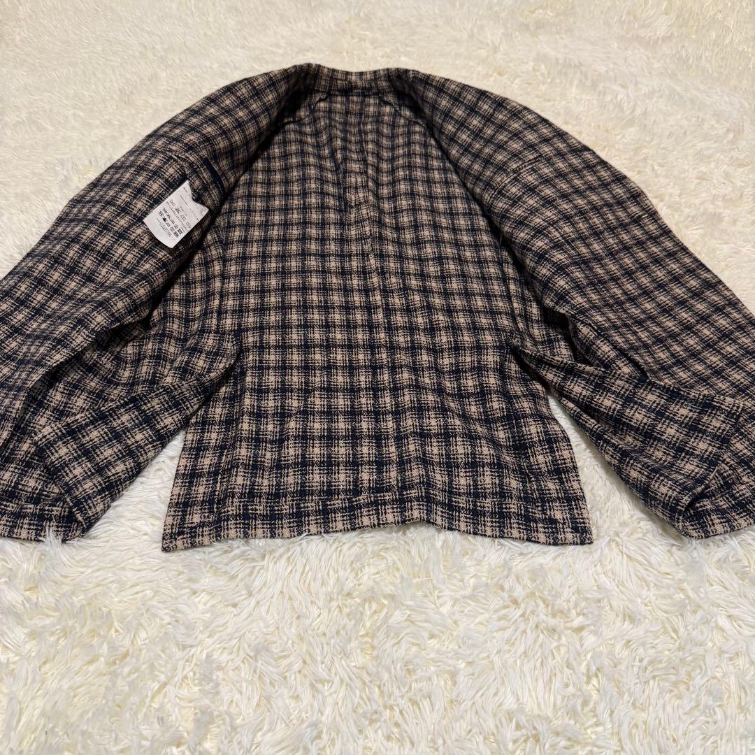 LARDINI ラルディーニ テーラードジャケット チェック リネン ウール