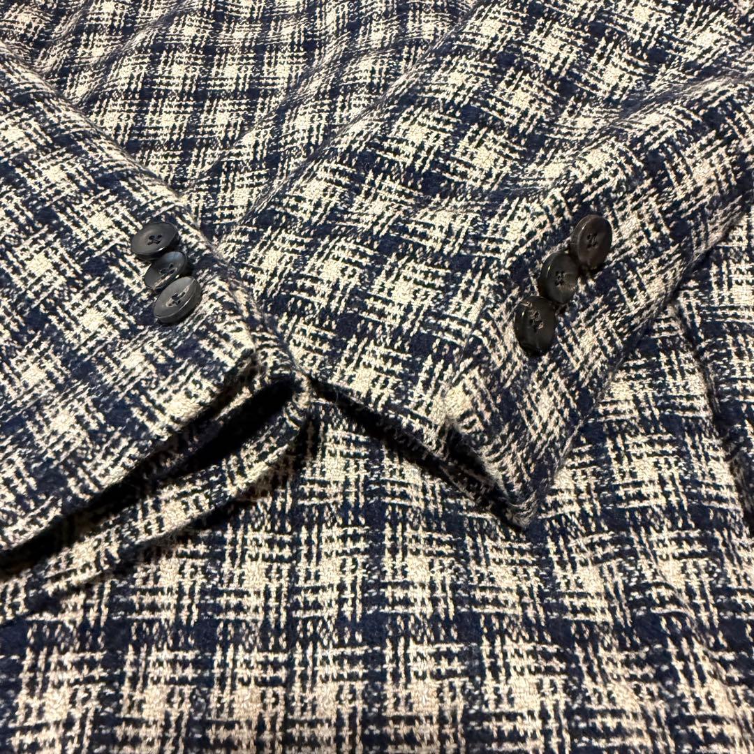 LARDINI ラルディーニ テーラードジャケット チェック リネン ウール