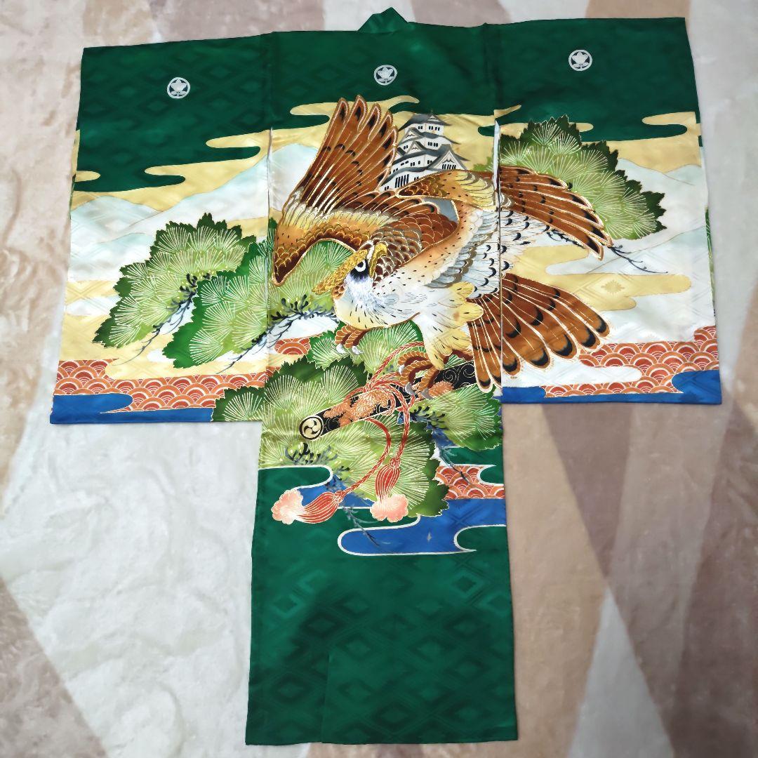 【丸に橘】正絹　着物　お宮参り　男の子 祝い着　掛け着 長襦袢　七五三