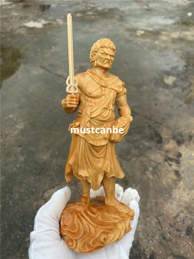 木彫仏像 仏教美術 仏師で仕上げ品 不動明王 一刀彫り 仏像立像