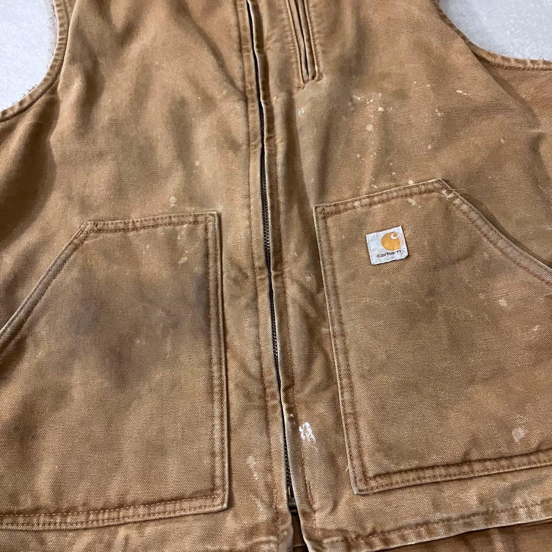 Carhartt ダックベスト 裏ボア ベージュ Lサイズメキシコ製　フェード