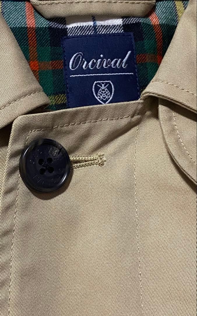ORCIVALピーチギャバジン ギャザー Aライン ステンカラーコート サイズ1