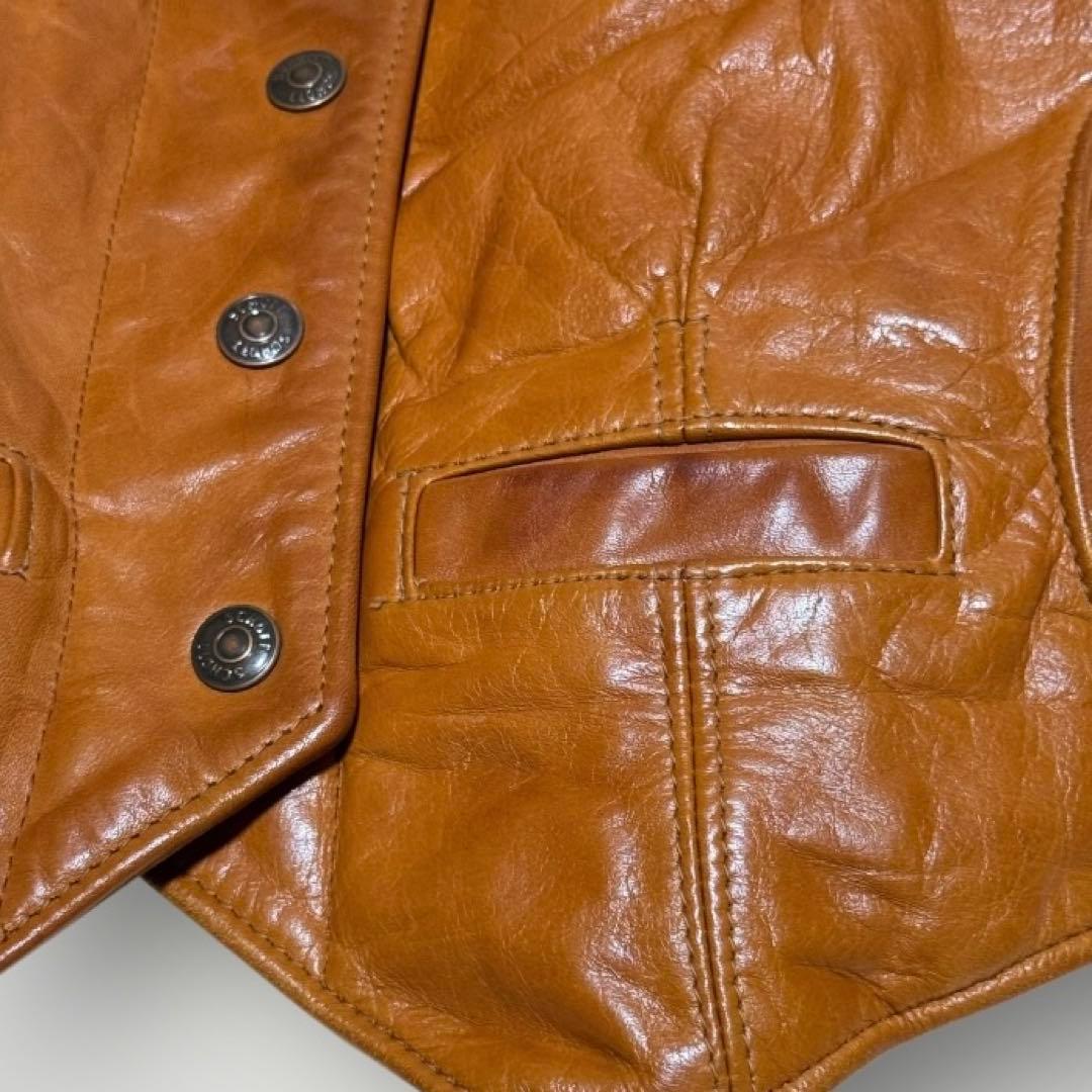 Schott レザー×ムートン ダウンベスト 70年代 80年代 ビンテージ