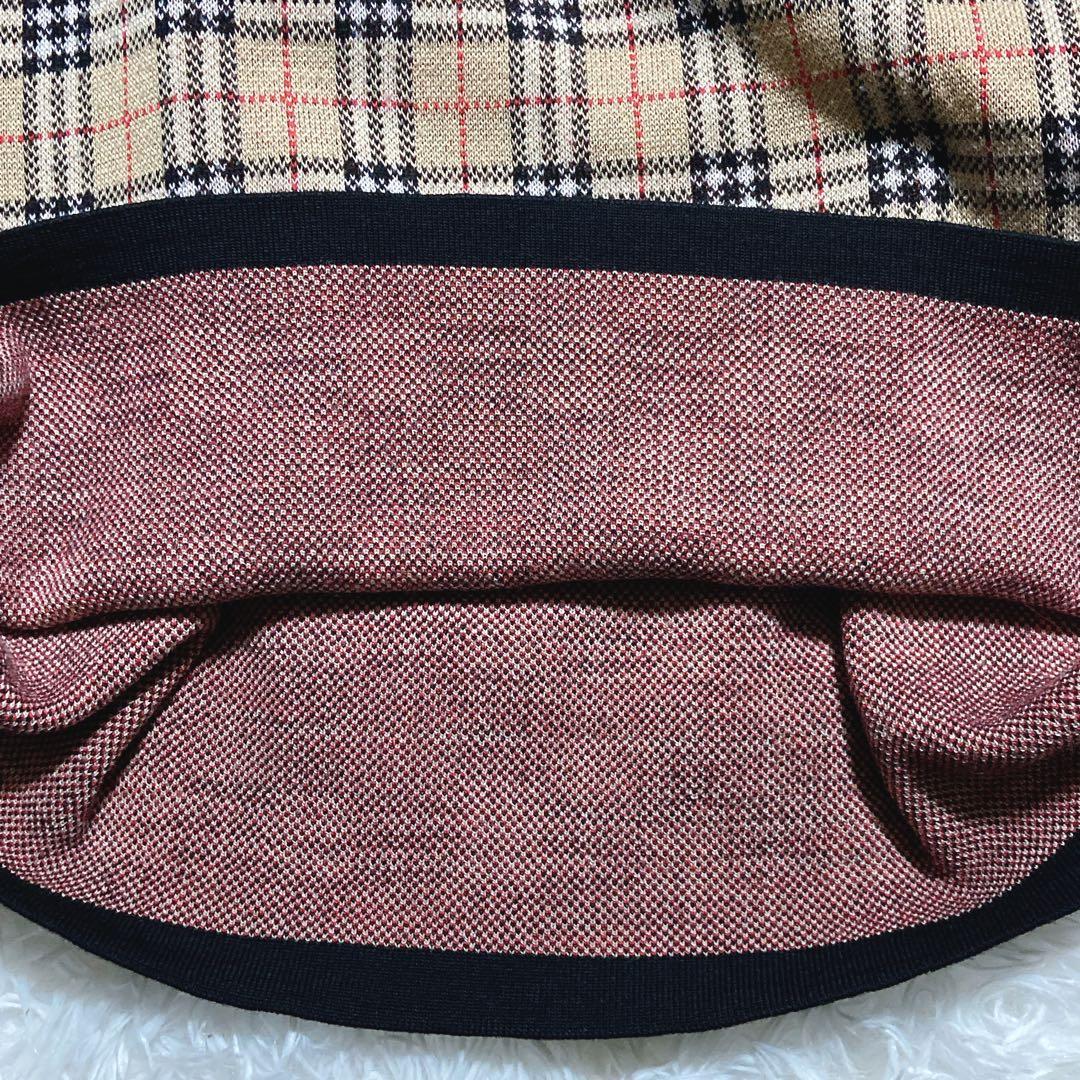 美品⭐️バーバリーズ　ハイネック　ニットワンピース リブ網　ノバチェック　M