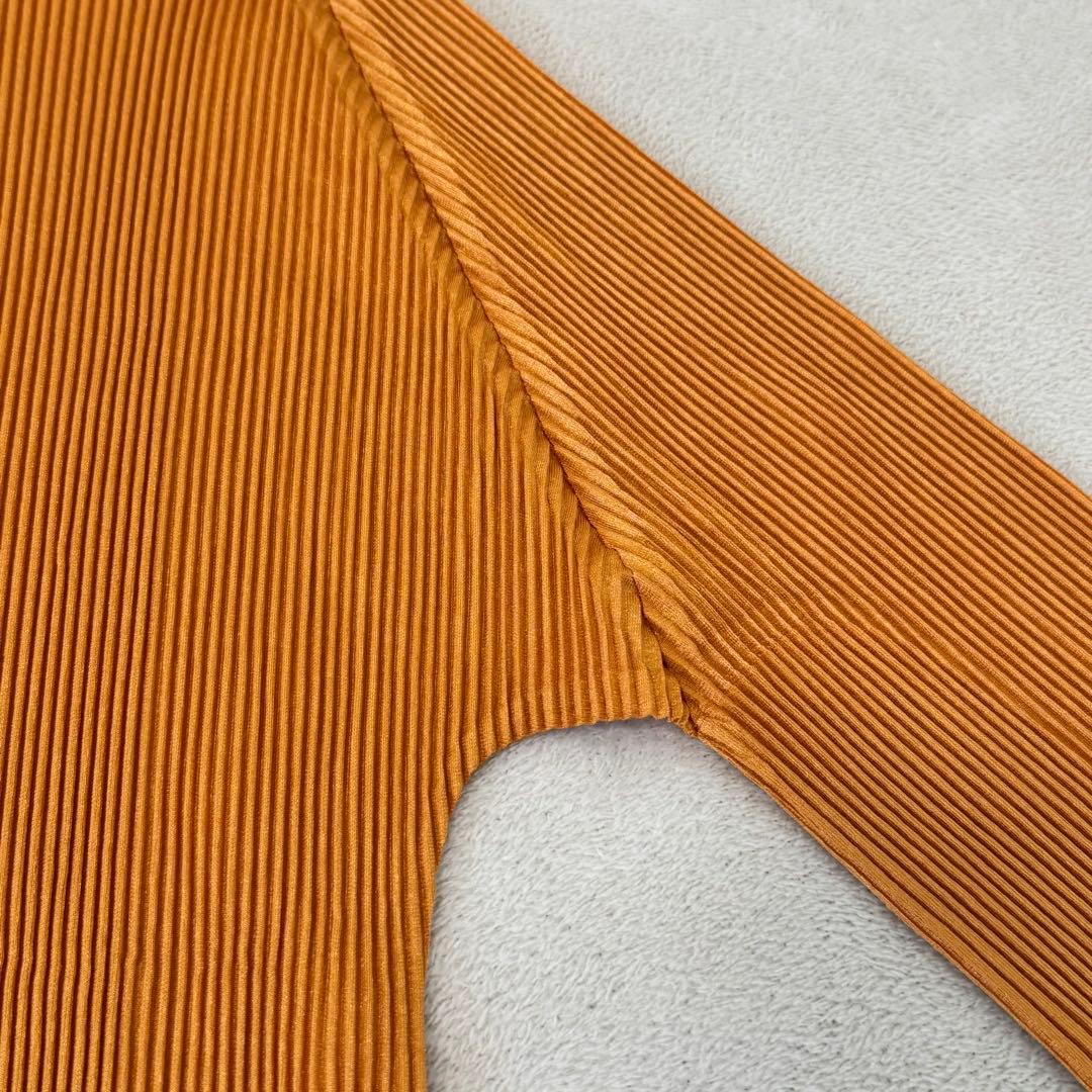 極美品✨PLEATS PLEASE プリーツ　ノーカラー　オレンジ　長袖