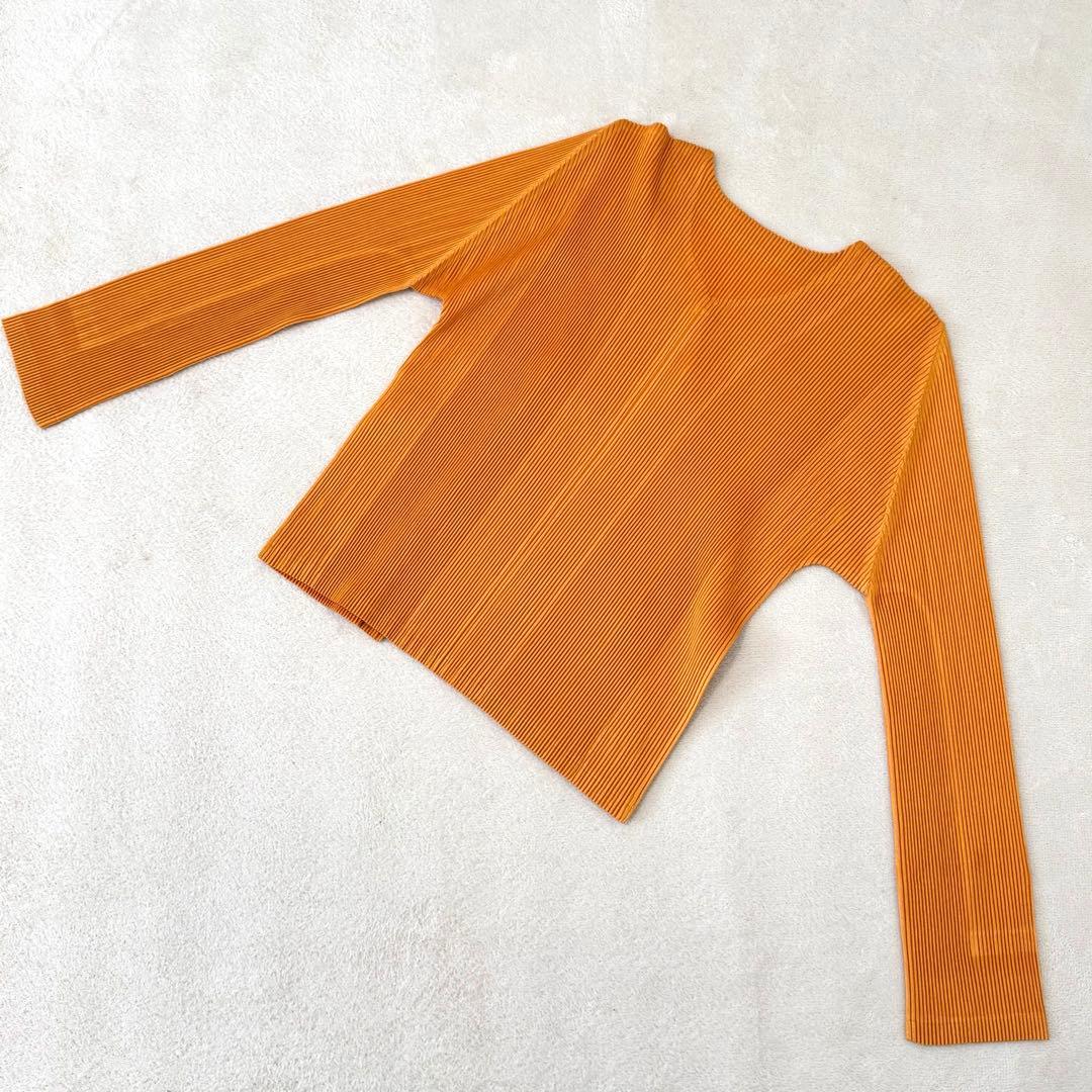 極美品✨PLEATS PLEASE プリーツ　ノーカラー　オレンジ　長袖