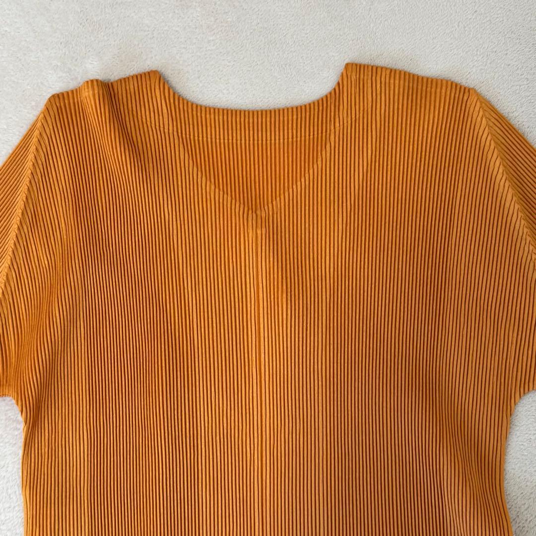 極美品✨PLEATS PLEASE プリーツ　ノーカラー　オレンジ　長袖