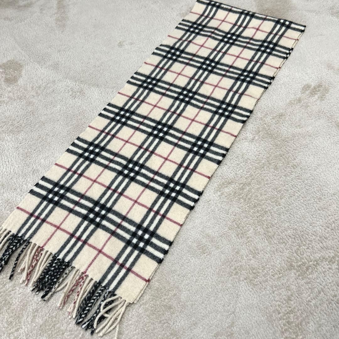 【美品】バーバリーブルーレーベル　マフラー カシミヤ混 レディース ノバチェック