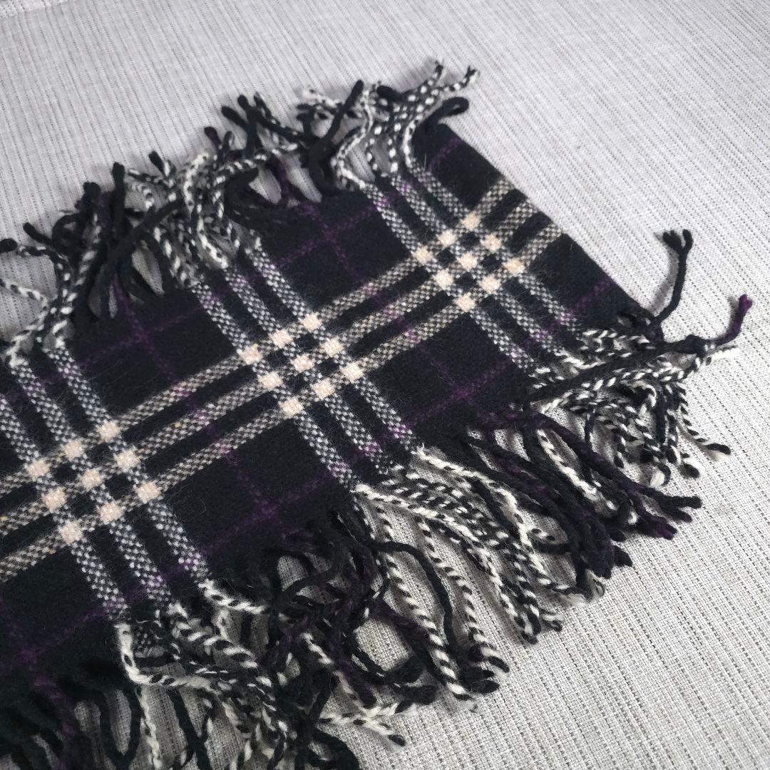 希少　美品　バーバリー　ロンドン　ノバチェック　カシミヤ混　マフラー　両フリンジ