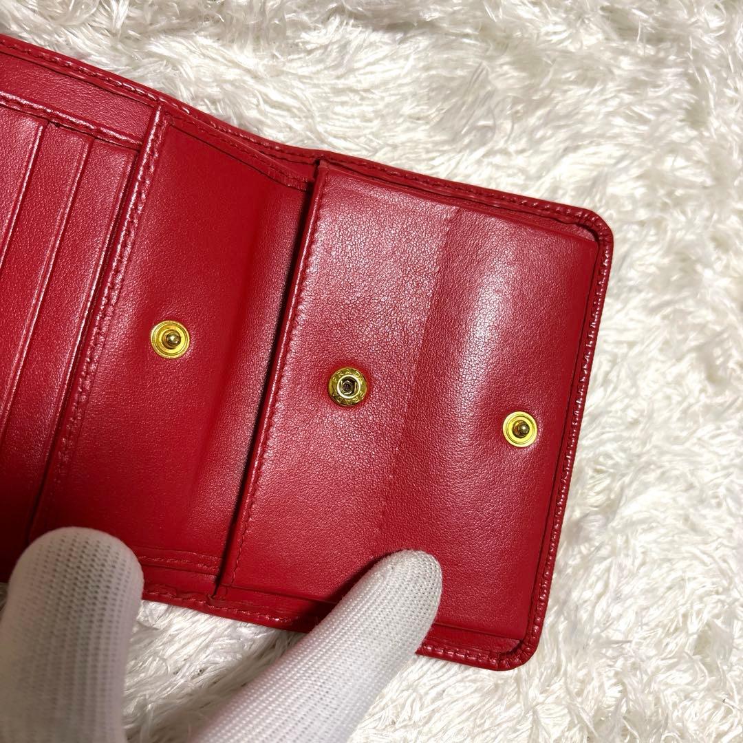 美品 PRADA 三つ折り財布 赤 レッド