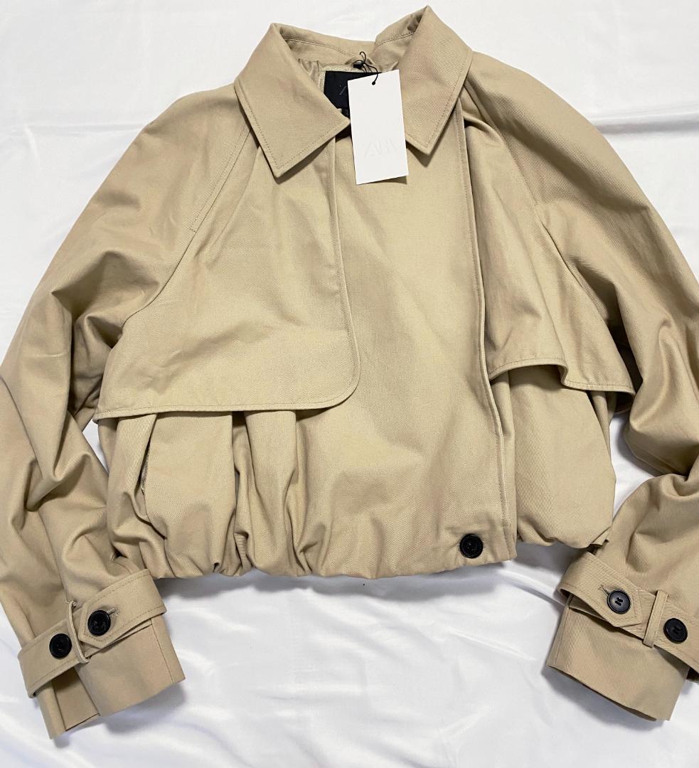【希少】 ZARA ショートバルーントレンチコート コムギ色 S