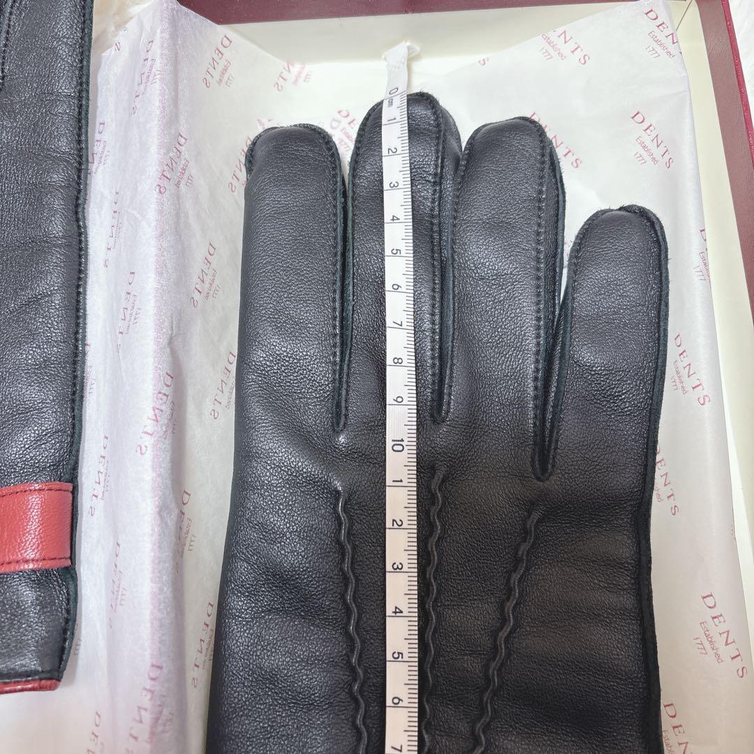 【箱有り】Dents デンツ　カシミヤレザーグローブ　手袋　ブラック　レッド