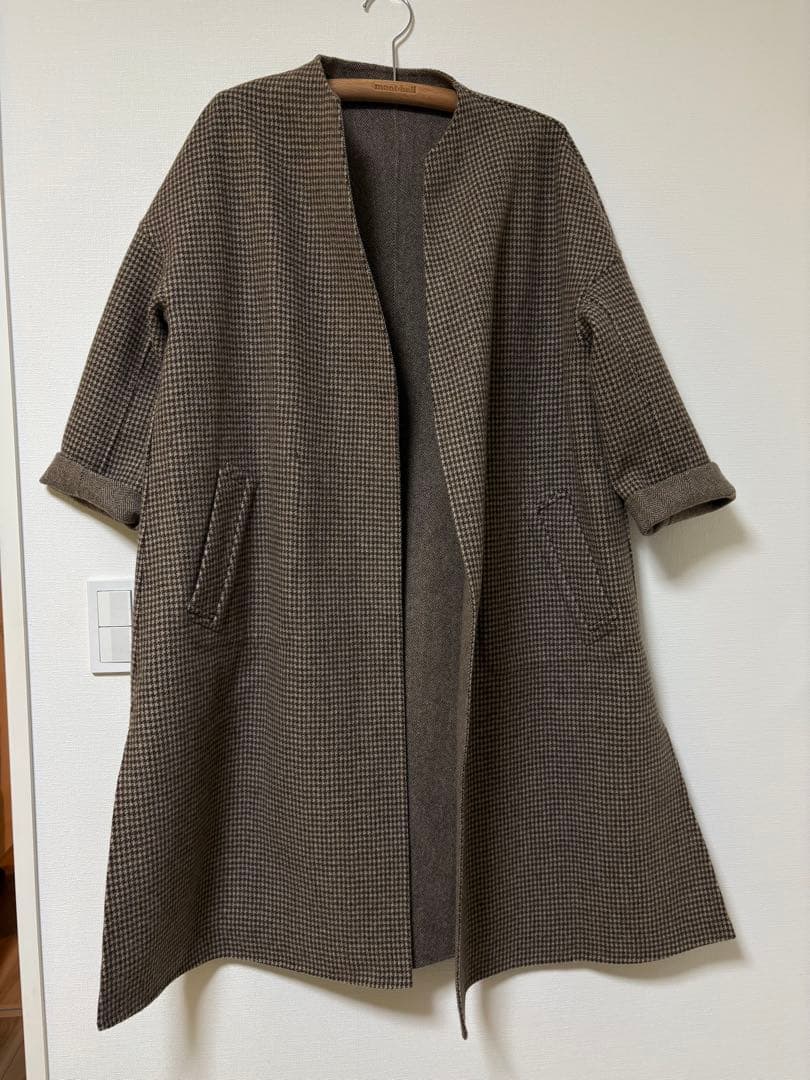 URBAN RESEARCH ノーカラー　リバーロングコート　リバーシブル　38