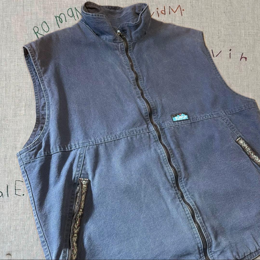 90sUSA製 KAVU ダックベスト ネイビー 裏地フリース