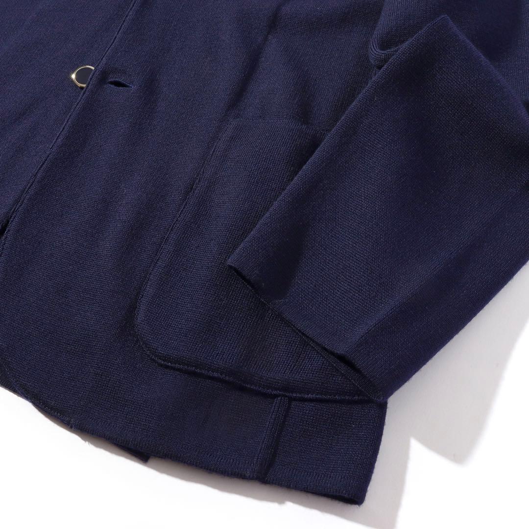 LARDINI ラルディーニ 美品 ニット テーラード ジャケット 紺ブレ XL