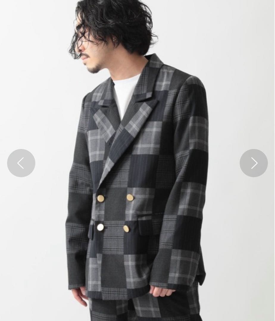 美品　UNFOLLOW FOLL フォル パッチワークダブルブレストブレザー