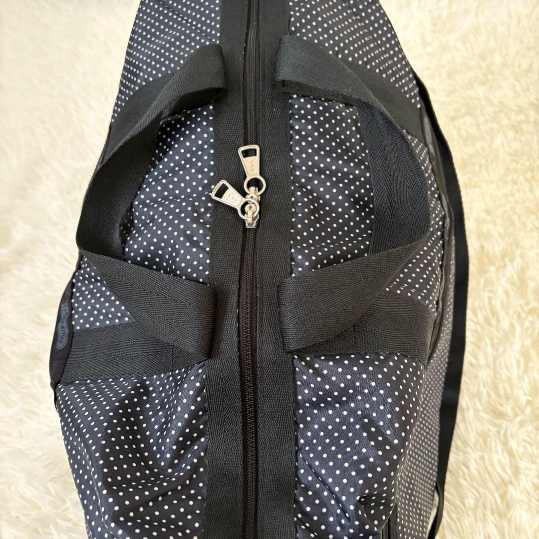 美品☆鍵付き☆レスポートサック ラージウィークエンダー ボストンバッグ　黒　水玉