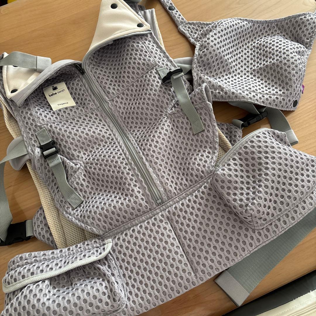 べべスワン　グレー メッシュ 抱っこ紐・おんぶ紐