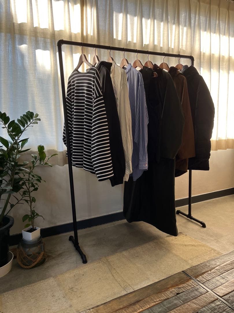 ハンガーラック 120 ガス管 アイアン パイプ 黒 鉄 収納 服 什器 店舗