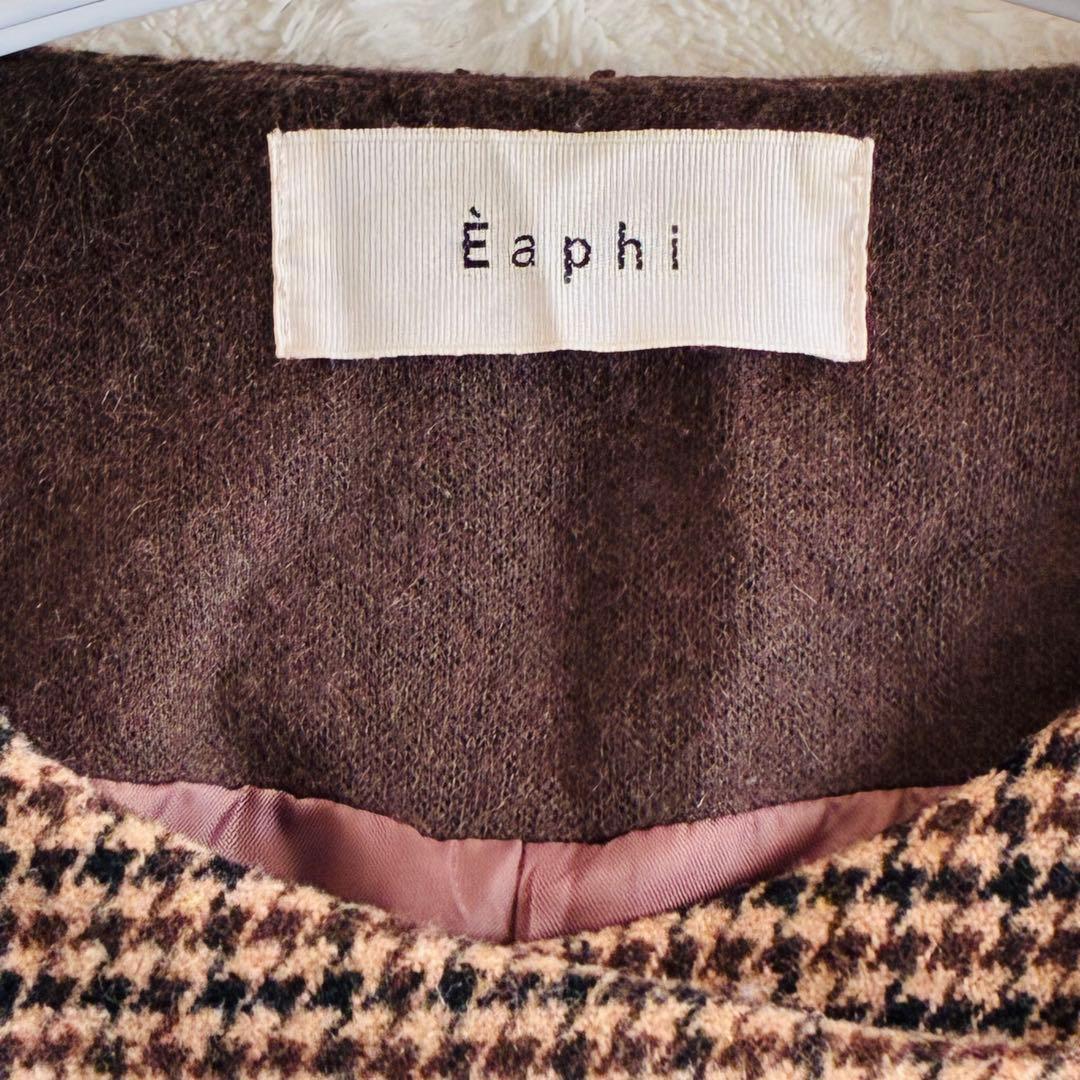 ジャケット・アウター Eaphi no collar wool check coat