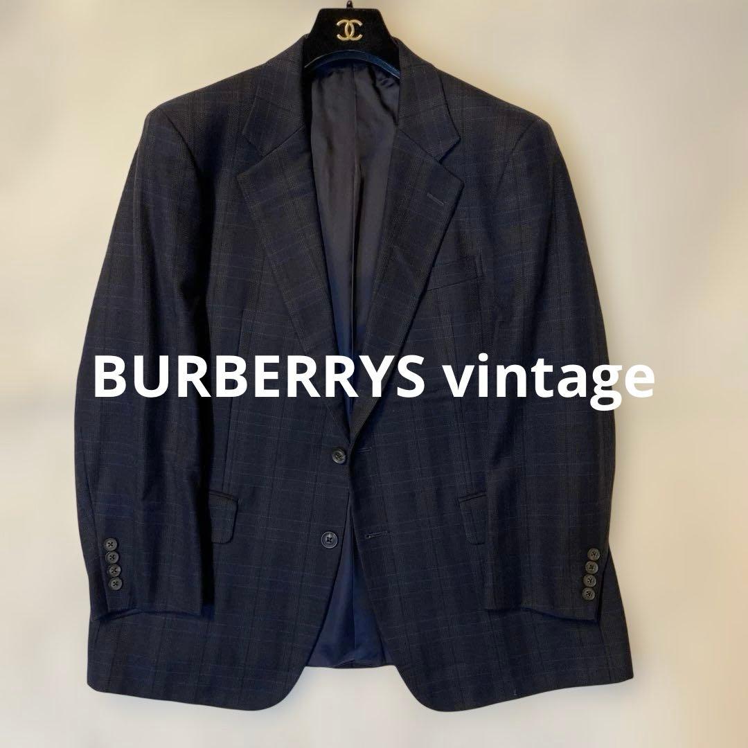 BURBERRYS vintageネイビーチェック　カシミヤテーラードジャケット