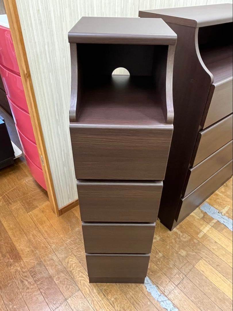 特価 4段×2 木製 チェスト 棚付き 収納 家具