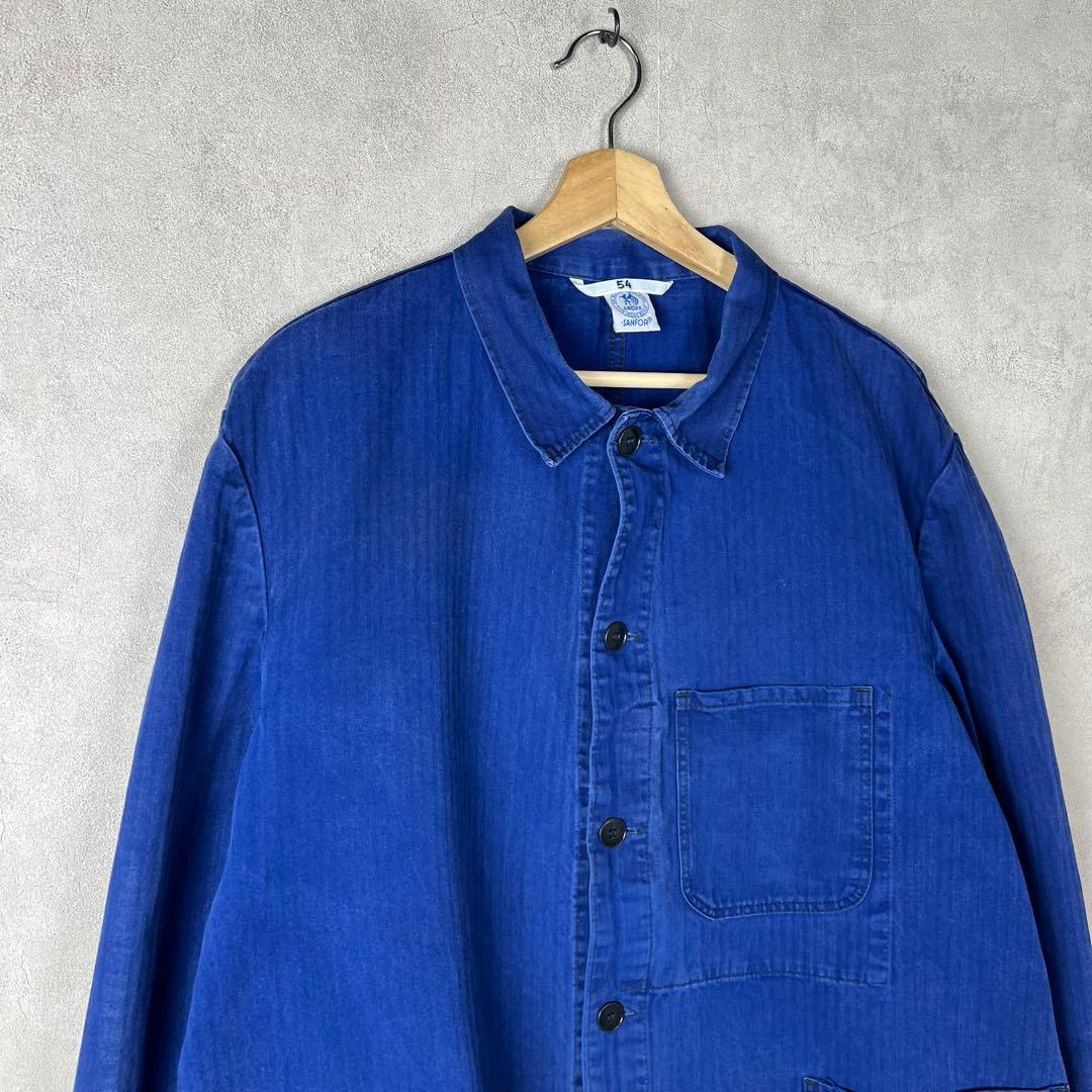 ユーロ古着 コットンヘリンボーン カバーオール ワークジャケット vintage