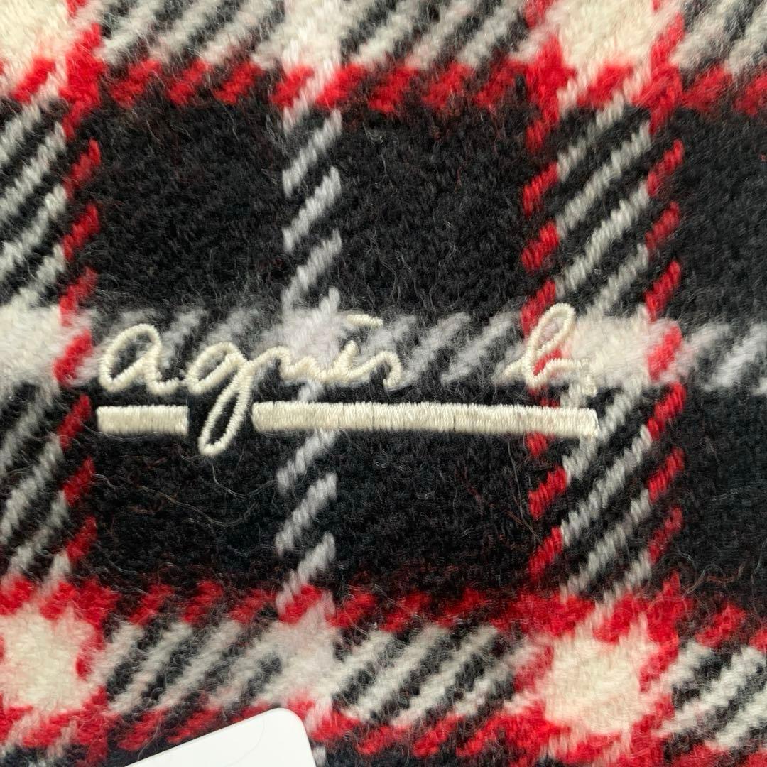 新品タグ　agnes b. アニエスベー　ウールマフラー　大判ストール　チェック