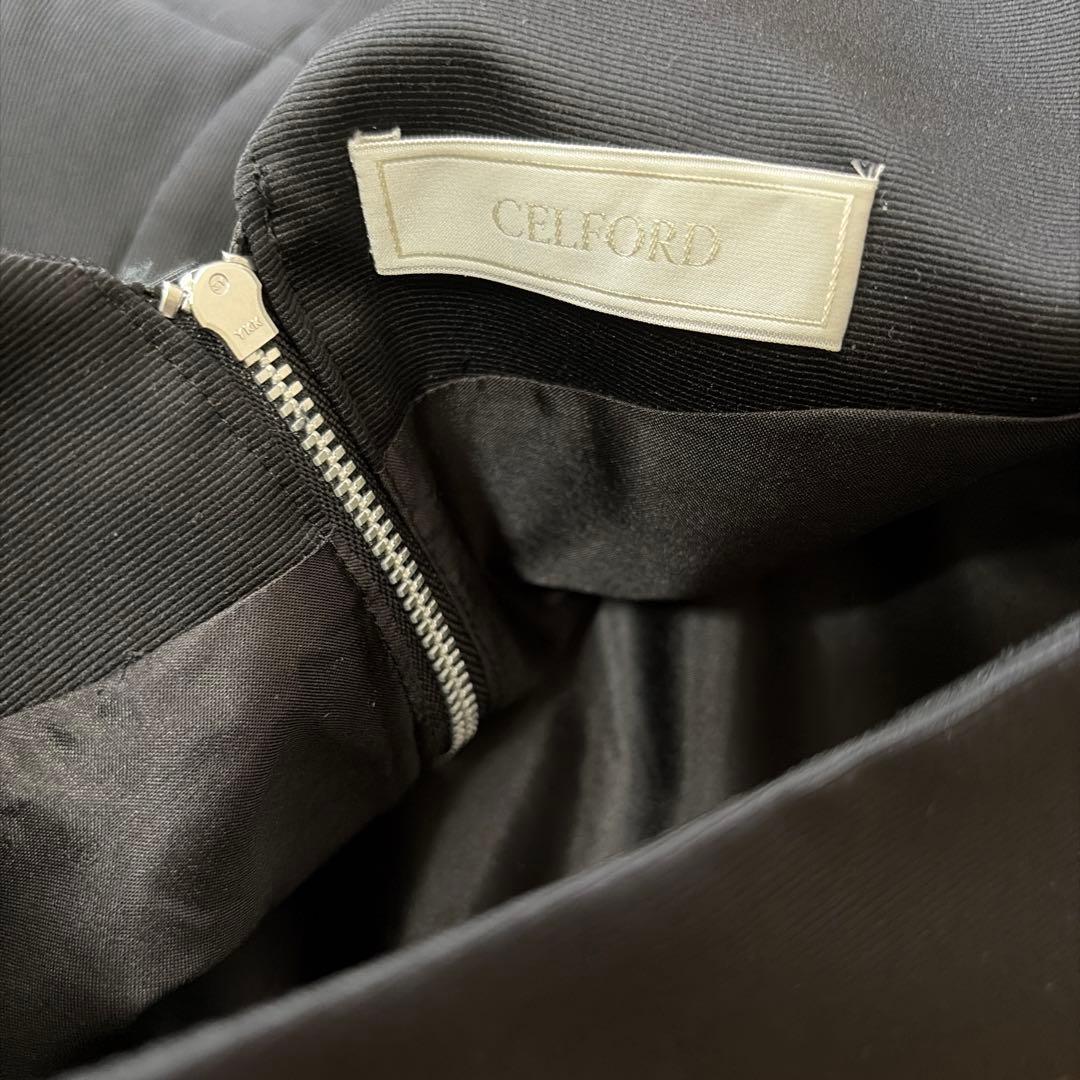 CELFORD ノースリーブ フレア ワンピース ブラック