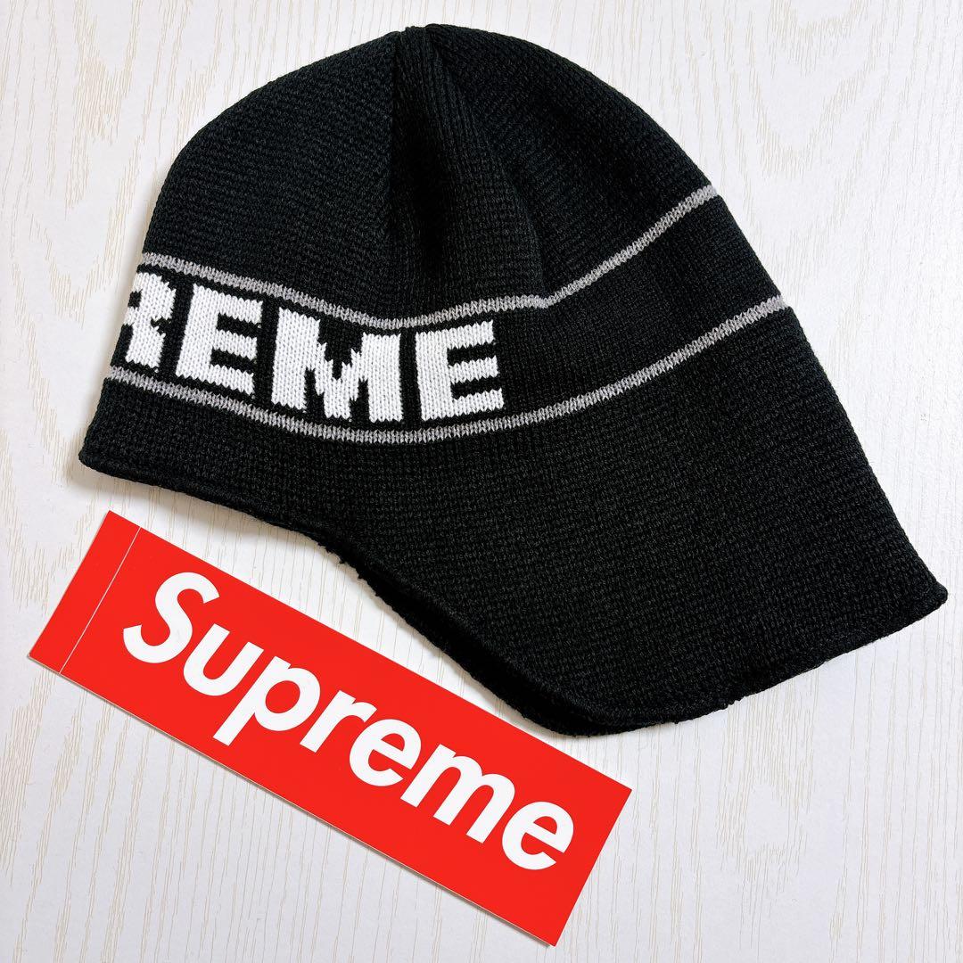 Supreme Earflap Beanie ニット帽　ビーニー　ブラック　黒