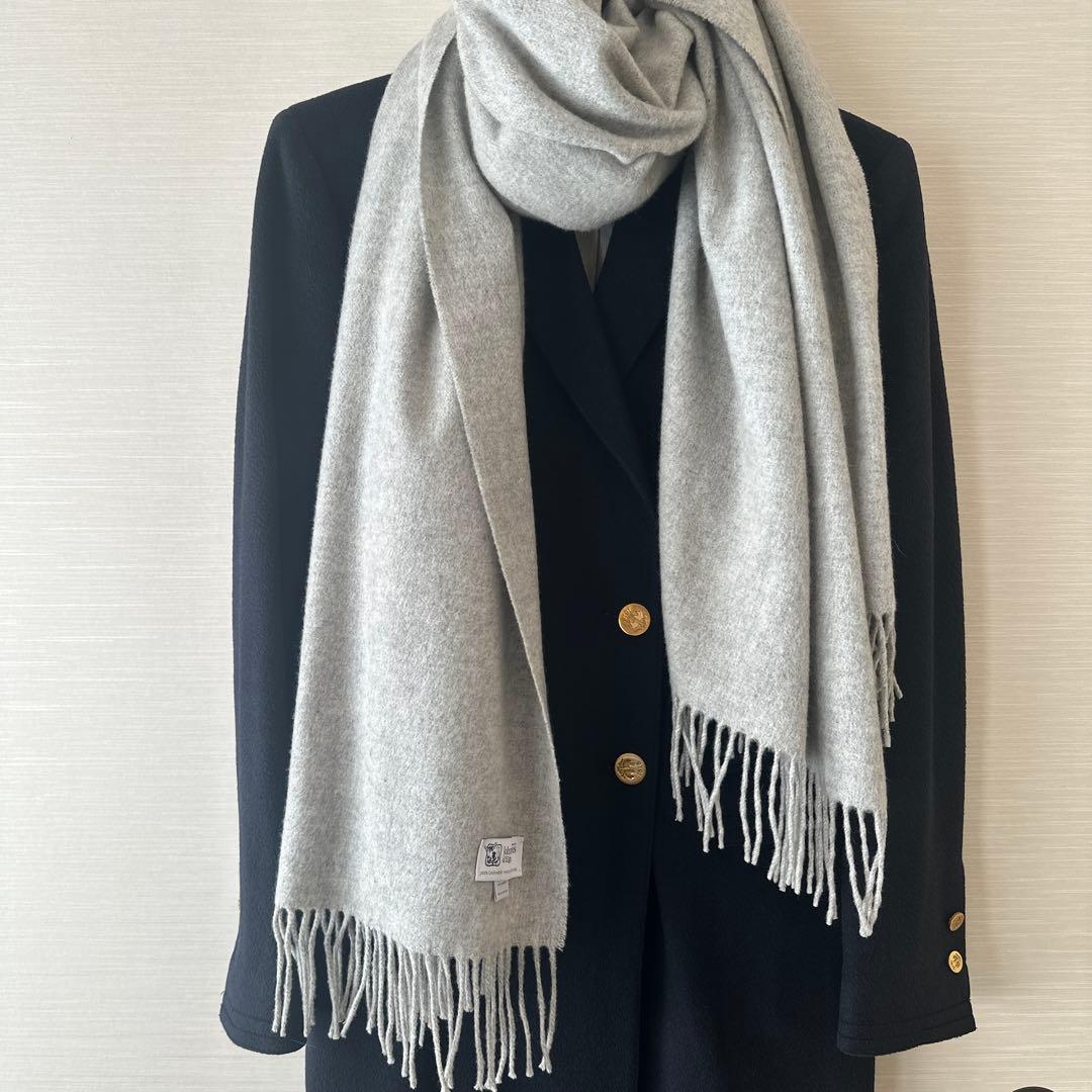 極美品★JOHNSTONS OF ELGIN シルバーグレー 大判ストール