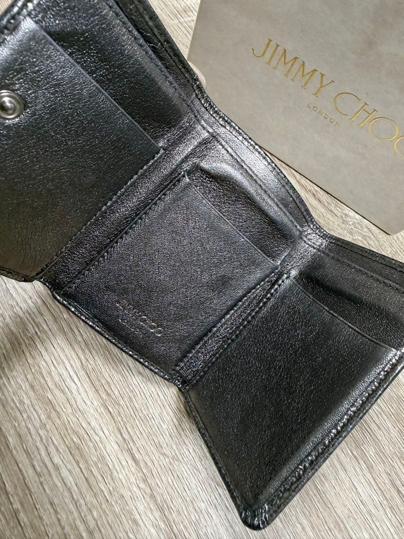 JIMMY CHOO シルバーグレー スタースタッズ 三つ折り財布