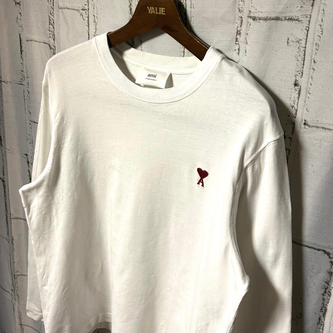 AMI PARIS アミパリス 刺繍ロゴ ロングスリーブ Tシャツ 白 ロンT