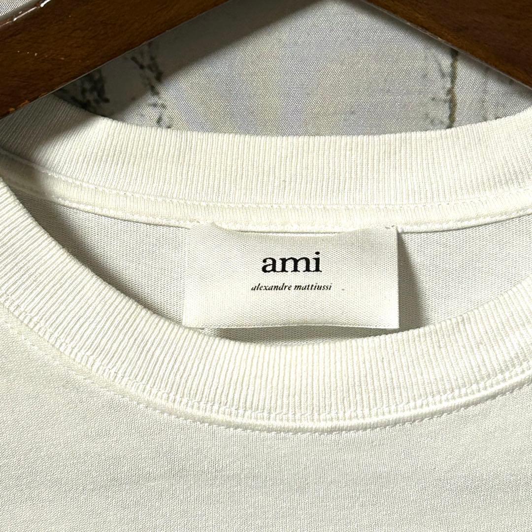 AMI PARIS アミパリス 刺繍ロゴ ロングスリーブ Tシャツ 白 ロンT