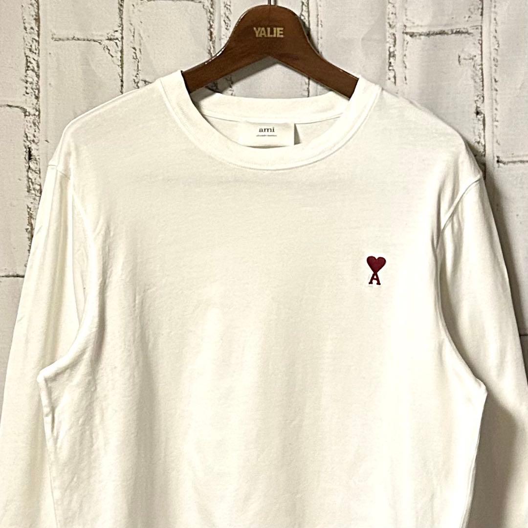 AMI PARIS アミパリス 刺繍ロゴ ロングスリーブ Tシャツ 白 ロンT