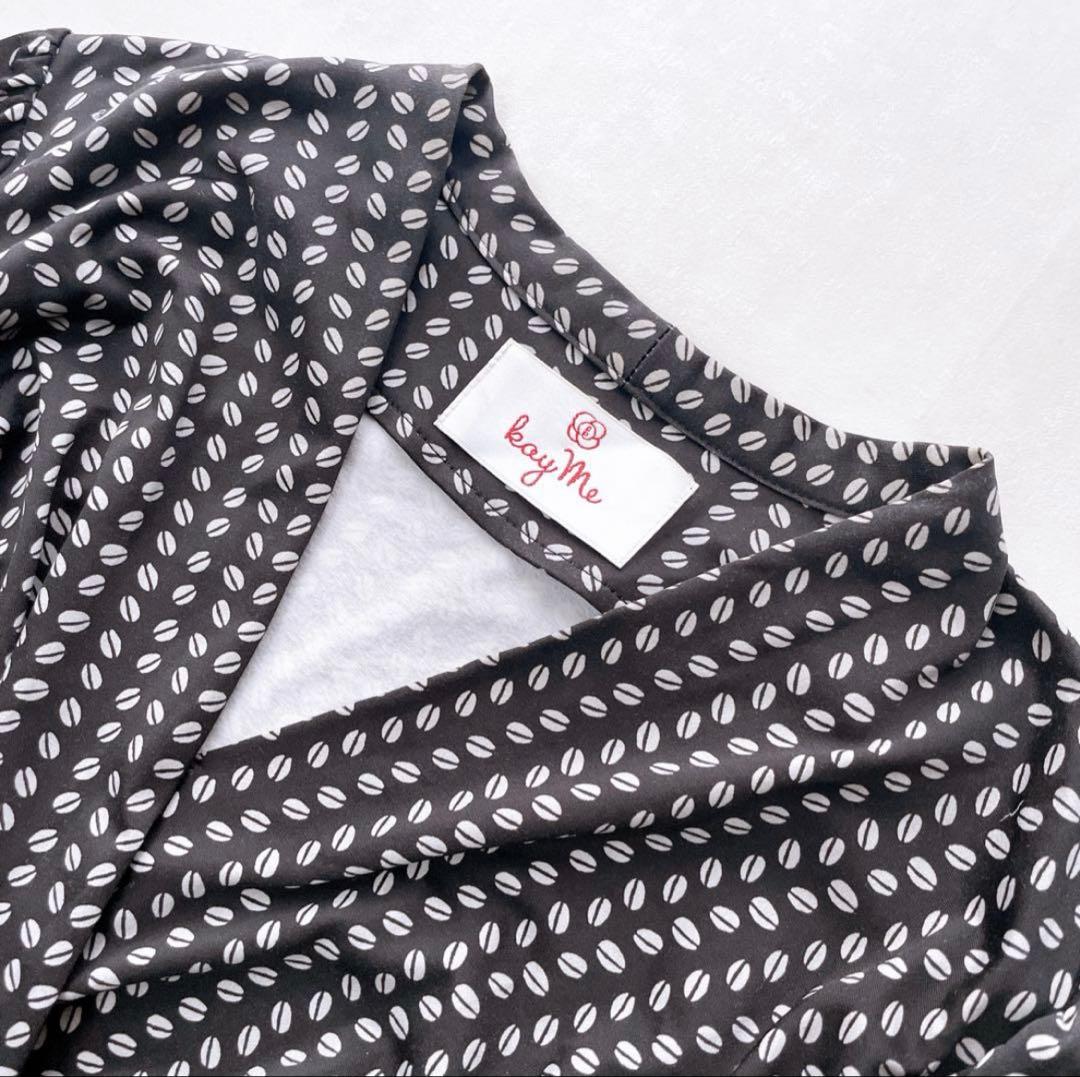 美品✨kayme ケイミー ブラックビーンズカシュクールワンピース 洗える 7