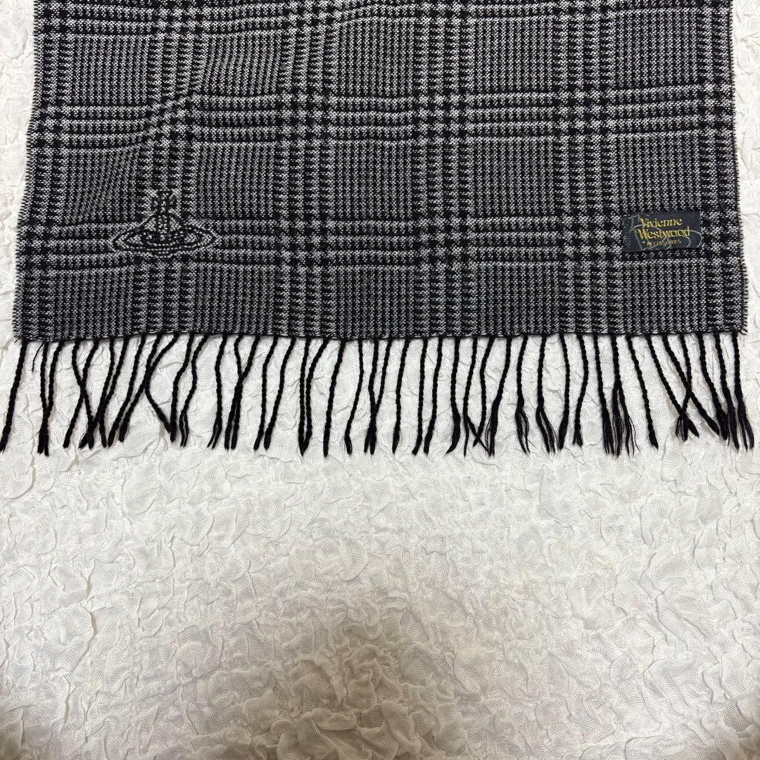 Vivienne Westwood 大判　ストールマフラー　オーブ　黒　チェック