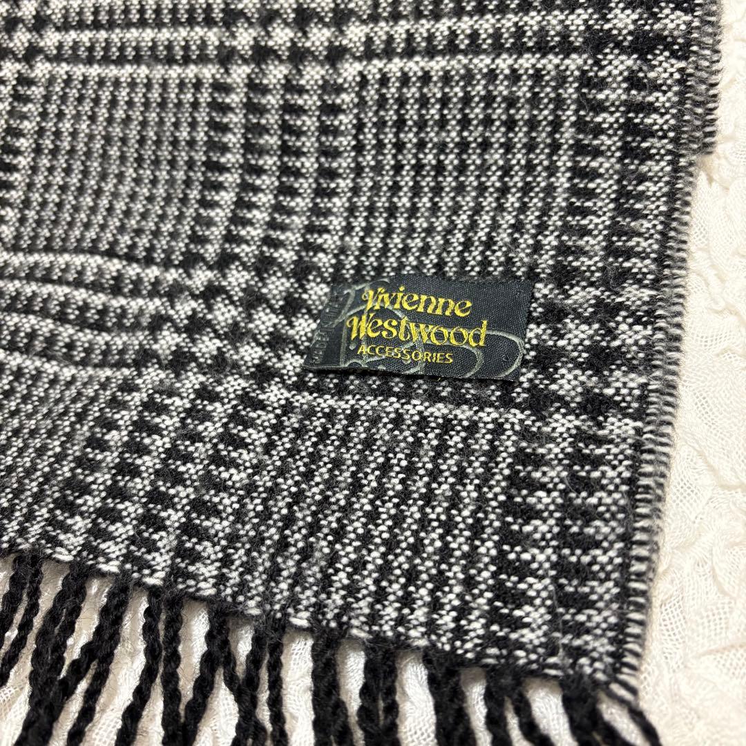 Vivienne Westwood 大判　ストールマフラー　オーブ　黒　チェック