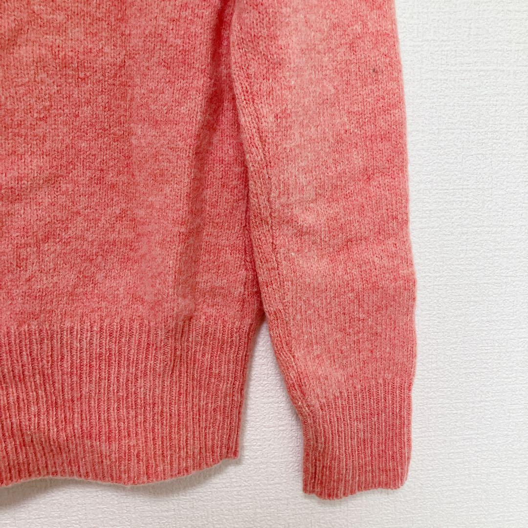 ラルフローレン　カーディガン　ウール　ポニー刺繍　ピンク×水色　L