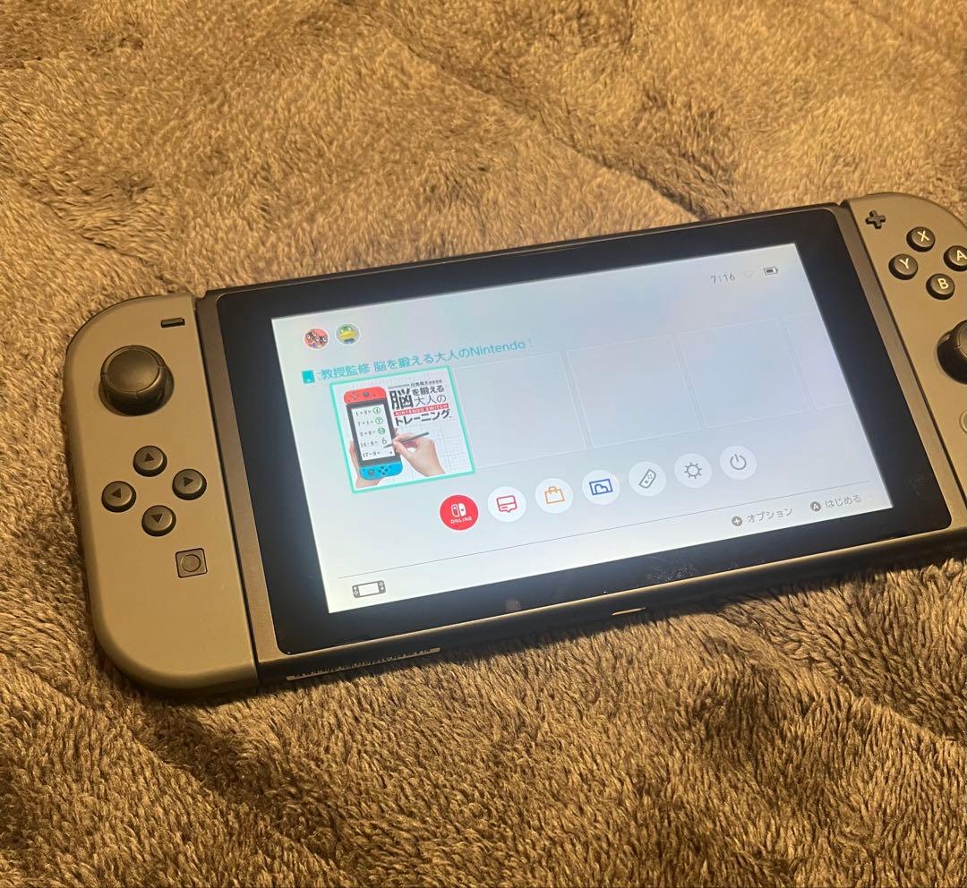 Nintendo Switch 本体 グレー ACアダプター、大人の脳トレ付き