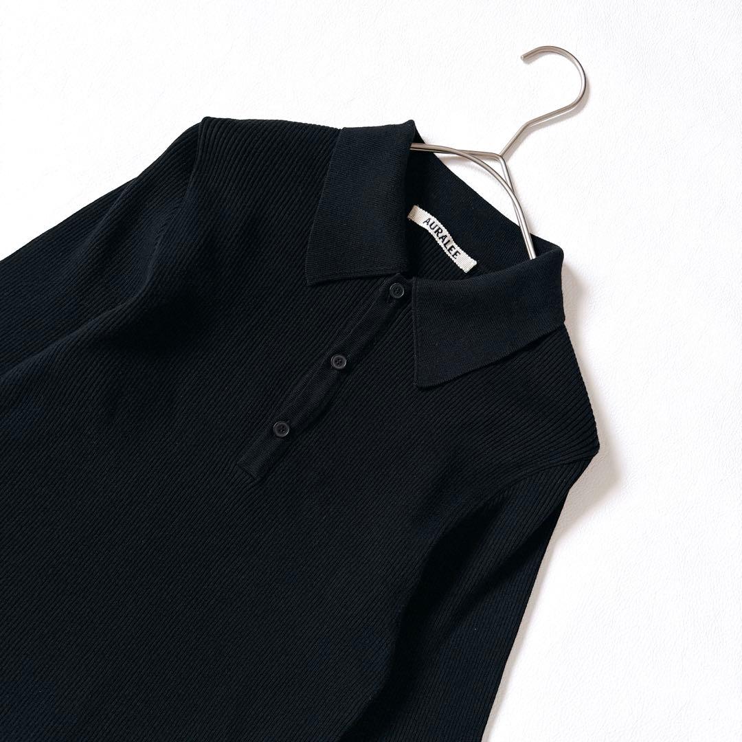 未使用級♡オーラリー GIZA HIGH GAUGE RIB KNIT POLO