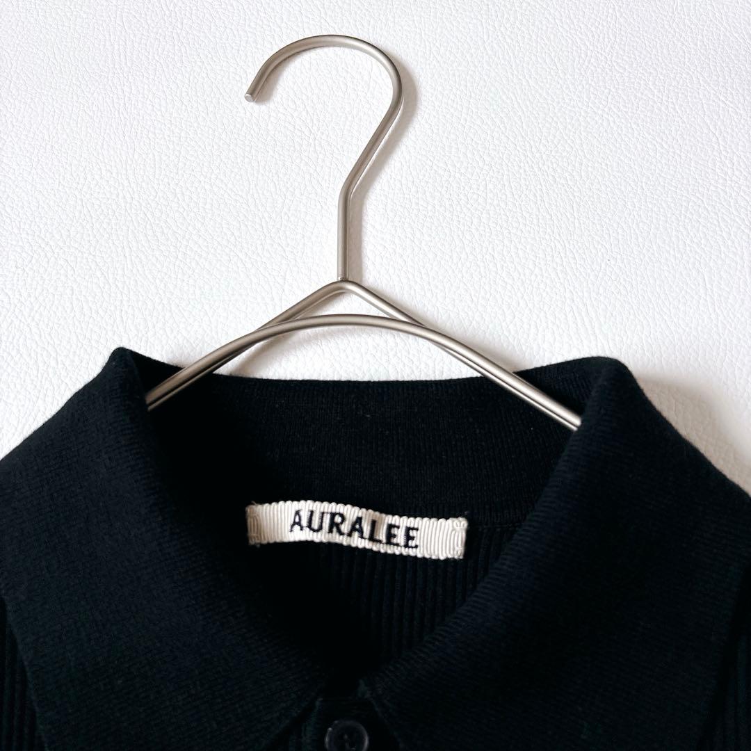 未使用級♡オーラリー GIZA HIGH GAUGE RIB KNIT POLO